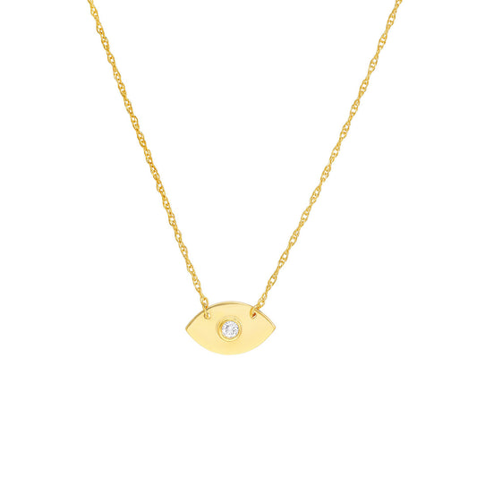 ReMARKABLE Designs Natural Diamond Necklace in 14 Karat Yellow Gold with 0.03ctw Round Diamond