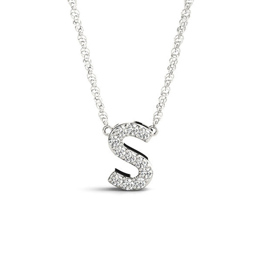 Natural Diamond Necklace in 14 Karat White with 0.05ctw Round Diamonds