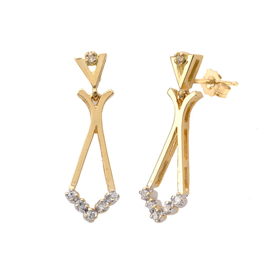 M Estate Collection Dangle Natural Diamond Earrings in 18 Karat Yellow with 0.18ctw H/I I1-I2 Round Diamonds