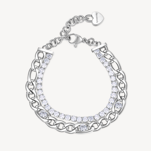 Multi Strand Simulated Diamond Bracelet in Stainless Steel