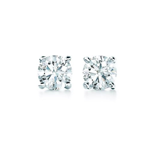 Natural Diamond Stud Earrings in 14 Karat White Gold with 1.58ctw Round Diamonds