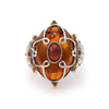 M Estate Collection Color Gemstone Ring in Sterling Silver White with 1 Cabochon Amber 18.06mm-18.06mm