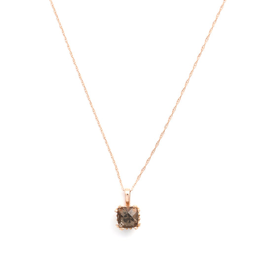 Pendant M Estate Collection Color Gemstone Necklace in 14 Karat Rose with 1 Cushion Smokey Quartz 6.09mm-6.09mm