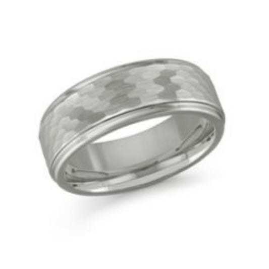 Carved Band (No Stones) in Tungsten Carbide Grey 8MM