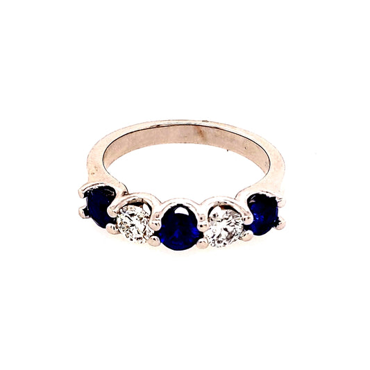 ReMARKABLE Designs M Precious Color Collection Color Gemstone Band in 14 Karat White Gold with 3 Round Sapphires 0.96ctw