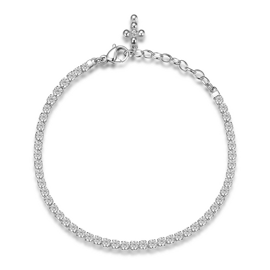 Charm Simulated Diamond Bracelet in Stainless Steel