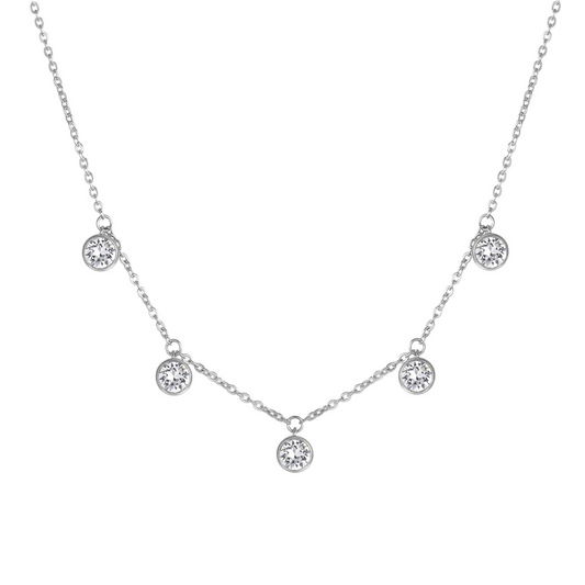 Station Simulated Diamond Necklace in Stainless Steel