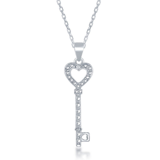 Natural Diamond Necklace in Sterling Silver White Round Diamond