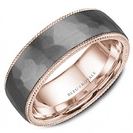 Bleu Royale Collection Carved Band (No Stones) in Tantalum - 14 Karat Grey - Rose