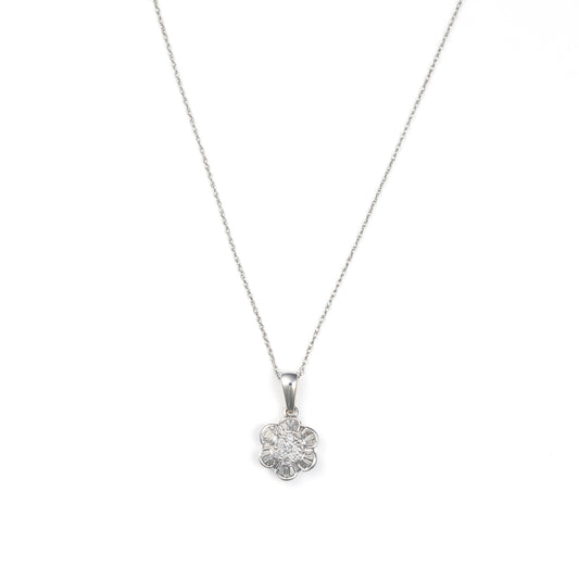 M Estate Collection Natural Diamond Necklace in 14 Karat White with 0.65ctw G/H SI2 Various Shapes Diamonds