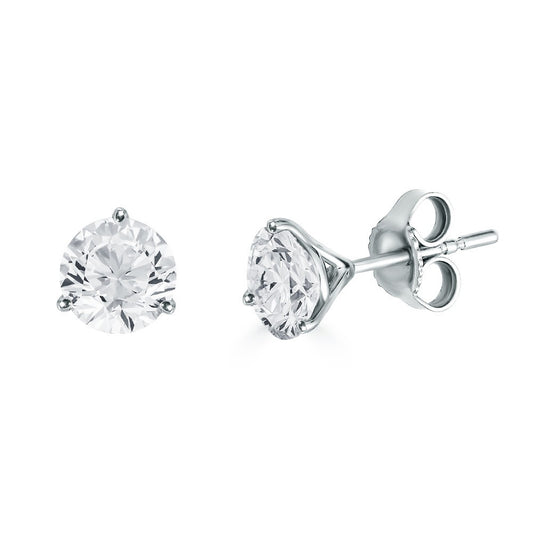 Stud Natural Diamond Studs in 14 Karat White with 1.49ctw I I2 Round Diamonds