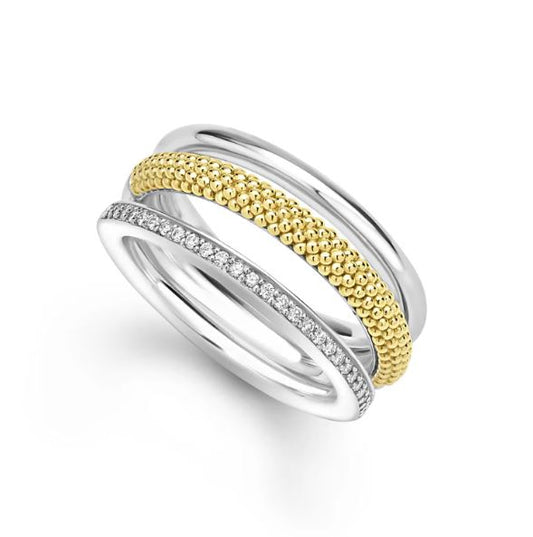 Natural Diamond Fashion Ring in Sterling Silver - 18 Karat White - Yellow with 0.13ctw Round Diamond