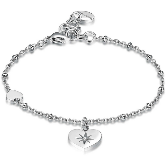 Heart Simulated Diamond Bracelet in Stainless Steel