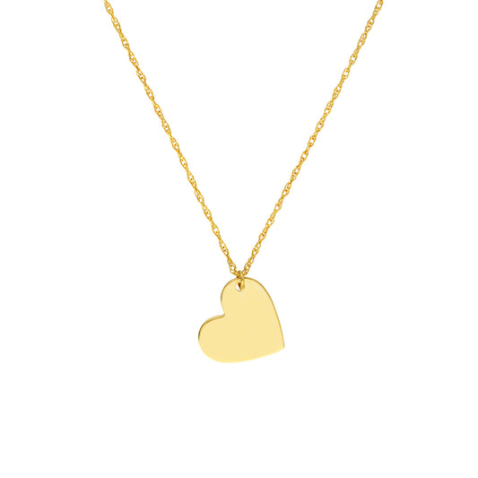 Heart Necklace (No Stones) in 14 Karat Yellow