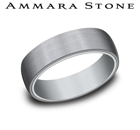 Ammara Stone Collection Carved Band (No Stones) in Tantalum - 14 Karat Grey 6.5MM