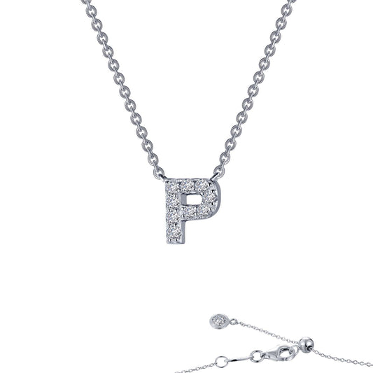 Initial Simulated Diamond Necklace in Platinum Bonded Sterling Silver 0.37ctw