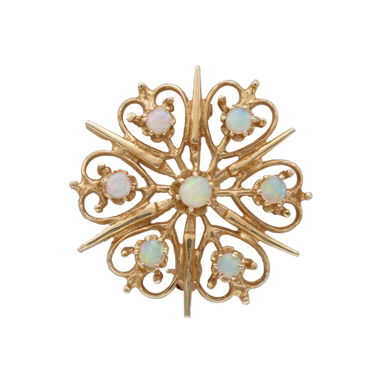 14 Karat Yellow Opal Starburst Pin