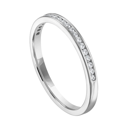 Natural Diamond Ladies Wedding Band in 14 Karat White with 0.15ctw Round Diamond