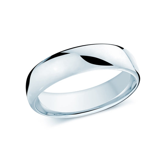 Carved Band (No Stones) in 14 Karat White Gold 6.5MM