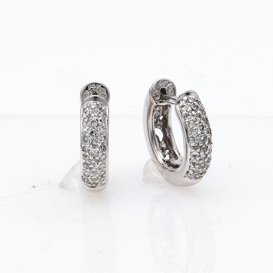 M Estate Collection Huggie Natural Diamond Earrings in 14 Karat White with 0.25ctw I/J VS1-VS2 Round Diamonds