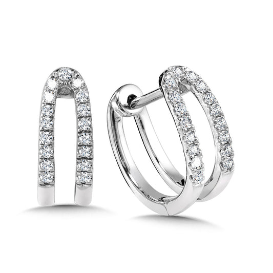 ReMARKABLE Designs Huggie Natural Diamond Earrings in 14 Karat White Gold with 0.10ctw Round Diamond