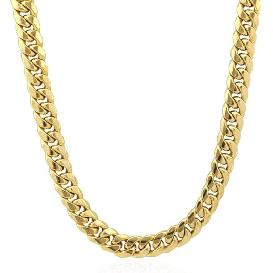 24" Semi-Solid Cuban Link 9.5mm Chain in 10 Karat Yellow