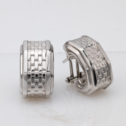 M Estate Collection Huggie Earrings (No Stones) in 14 Karat White