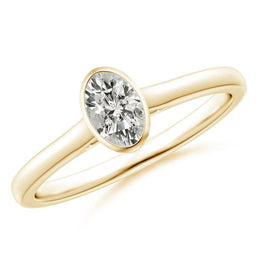 Solitaire Lab-Grown Diamond Complete Engagement Ring in 14 Karat Yellow with 1 Oval Lab Grown Diamond, Color: G, Clarity: VS2, totaling 0.94ctw