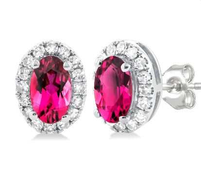 ReMARKABLE Designs Stud Pink Tourmaline Earrings in 10 Karat White Gold with 2 Oval Pink Tourmalines 5mm