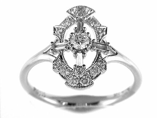 Vintage Natural Diamond Fashion Ring in 14 Karat White with 0.30ctw G/H SI1 Round Diamonds