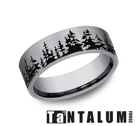 Carved Band (No Stones) in Tantalum Grey 8MM