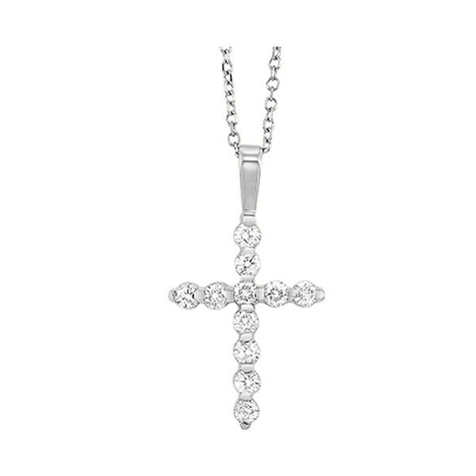 Natural Diamond Necklace in 14 Karat White with 0.50ctw H/I I1 Round Diamonds