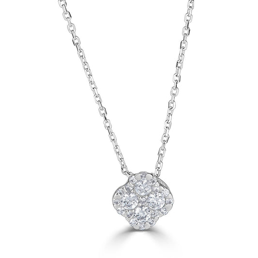 Natural Diamond Necklace in 14 Karat White with 0.26ctw Round Diamonds