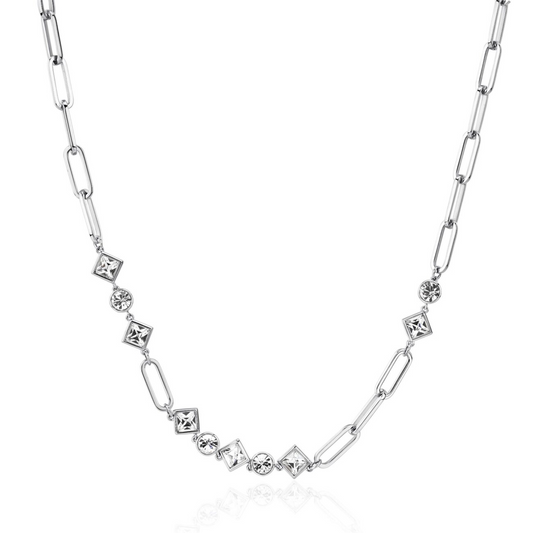 Station Simulated Diamond Necklace in Stainless Steel