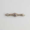 14k White Gold Filigree Synthetic Sapphire Bar Pin