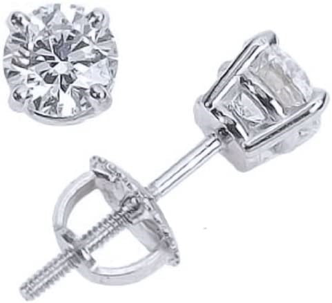 Stud Natural Diamond Studs in 14 Karat White with 1.44ctw H I1 Round Diamonds