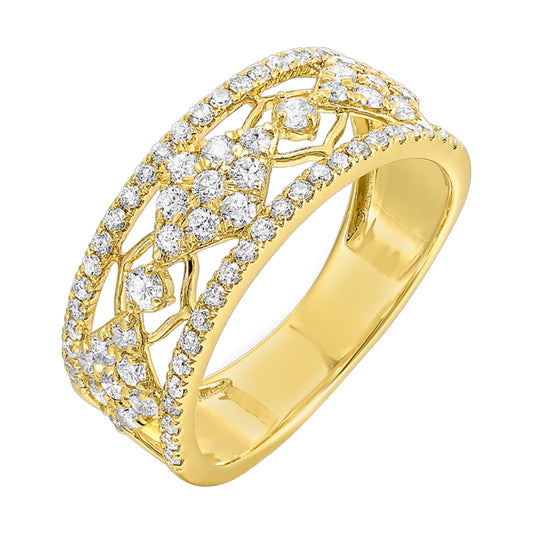 Natural Diamond Fashion Ring in 14 Karat Yellow with 0.75ctw Round Diamonds