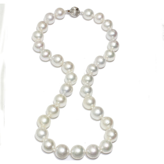 Pearl Strand Color Gemstone Necklace in 14 Karat White with 40 South Sea Pearls 11.8mm