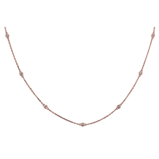 Natural Diamond Necklace in 14 Karat Rose with 0.23ctw Rose Cut Diamonds