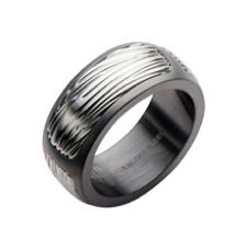 Fashion Ring (No Stones) in Stainless Steel Black - Grey 10.3MM