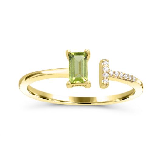 Color Gemstone Ring in 10 Karat Yellow with 1 Baguette Peridot 5mm-5mm