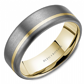 Bleu Royale Collection Carved Band (No Stones) in Tantalum - 14 Karat Yellow - Grey 7MM