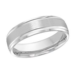 Carved Band (No Stones) in 14 Karat White Gold 6MM