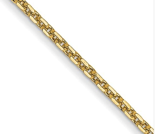 16" Diamond Cut Cable 1.45mm Chain in 14 Karat Yellow