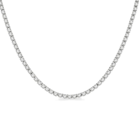 Diamond Tennis Necklace in White Gold. Available in 3 ctw to 15 ctw.