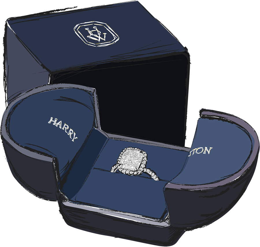 Sketch of Harry Winston jewelry box